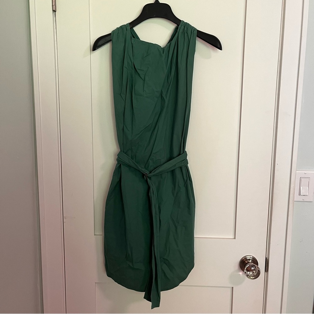 Acne Jeans belted green twist racer back mini dress
